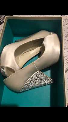 benjamin adams London bridal shoes heels 7 rhinestone peep toe wedding shoes 