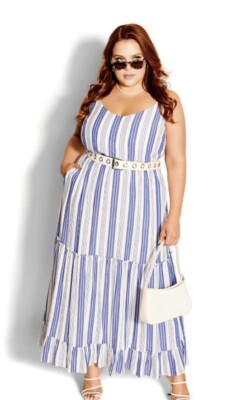 CITY CHIC Innocent Blue Stripe Plus Size Dress M/18W $129 NWT | eBay