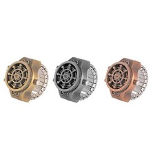 3Pcs Retro Men Women Rudder Case Finger Watch Analog Quartz Elastic Ring Watches