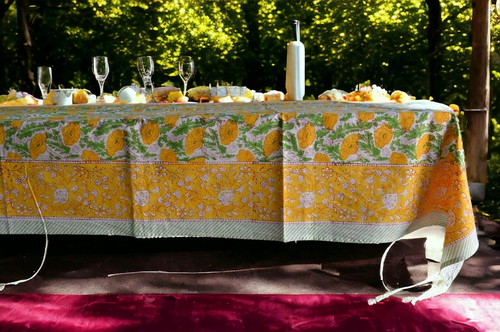 Dining Table cloth rectangle Cotton Table Top Block Printed table cover 6 Seater