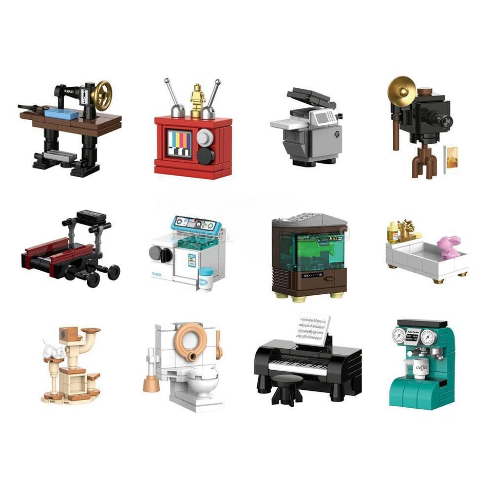 MOC Street City House Room Furniture View Building Blocks Bricks Scene DIY Bulk - Image 4 of 4