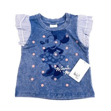 Disney Minnie Mouse Toddler Girls Size 3 Vintage Graphic Flutter Sleeve Top Blue