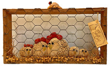 Appendiabiti da parete rustico country vintage - polli in legno con filo di pollo NVS aziende