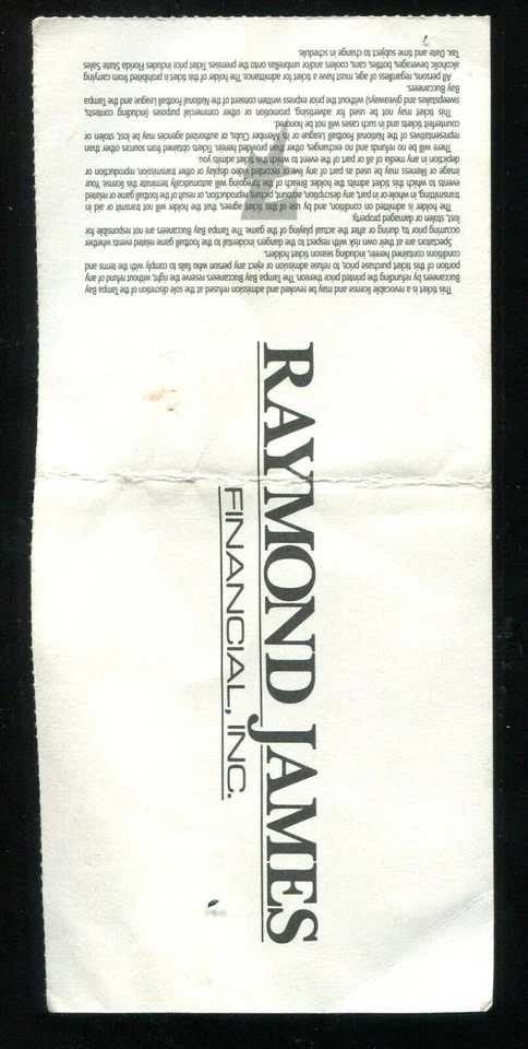 Football Ticket 1998 Green Bay Packers 12/7 Bucs - Brett Favre Start Streak - Image 2 of 2