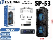 Caisse Amplifiée SP-53 40W Karaoke Bluetooth Microphone Sans Fil Trolley Mar