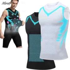Ionic Shaping Vest For Men Ice-Silk Slimming Vest Body Shaper Compression Shirts