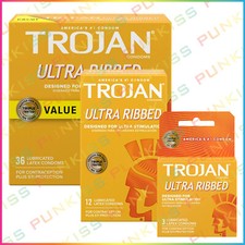 Trojan Ultra Ribbed Condoms for Sensitivity  Premium Quality Latex  Lubricated