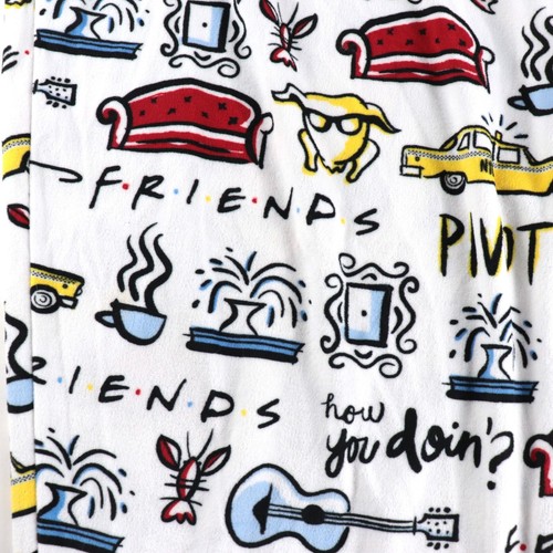 NWT FRIENDS Pajama Pants Women's 3X Fleece Ladies Sleep Jogger White Quotes Icon - Picture 4 of 6