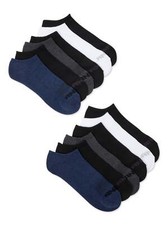 MENS ANKLE SOCKS 12-Pack Cushioned No Show Sizes 6-12 Black/Grey/White