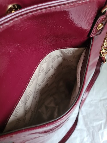 Michael KORS Patent Leather Shoulder Bag Red Handbag Medium - Picture 9 of 19