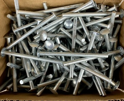 (10) 1/4'' x 4'' Solid Rivet Truss Head Wide Long Steel Zinc Blacksmith 1/4 x 4 