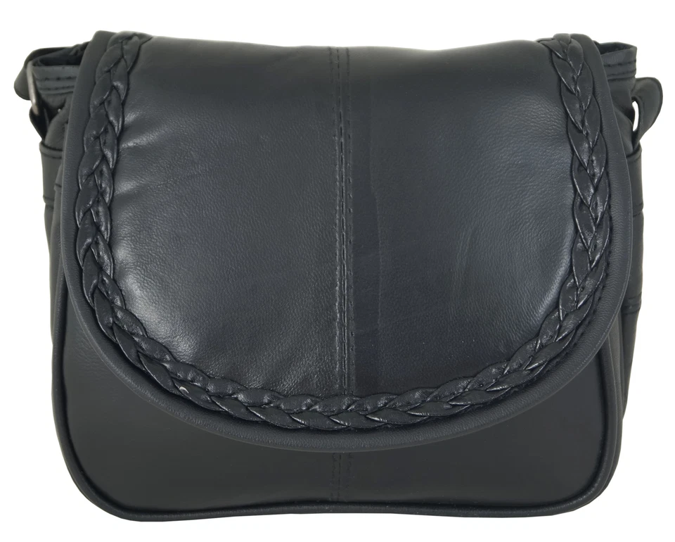 kleine Damen Handtasche Umhängetasche Abendtasche Echt Leder Nappa Schwarz Weich - Bild 2 von 4