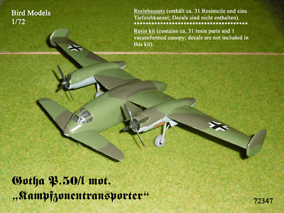 Gotha P.50/I Mot. Battle Zone Transporter 1/72 Bird Models Resin Kit/Resin Kit