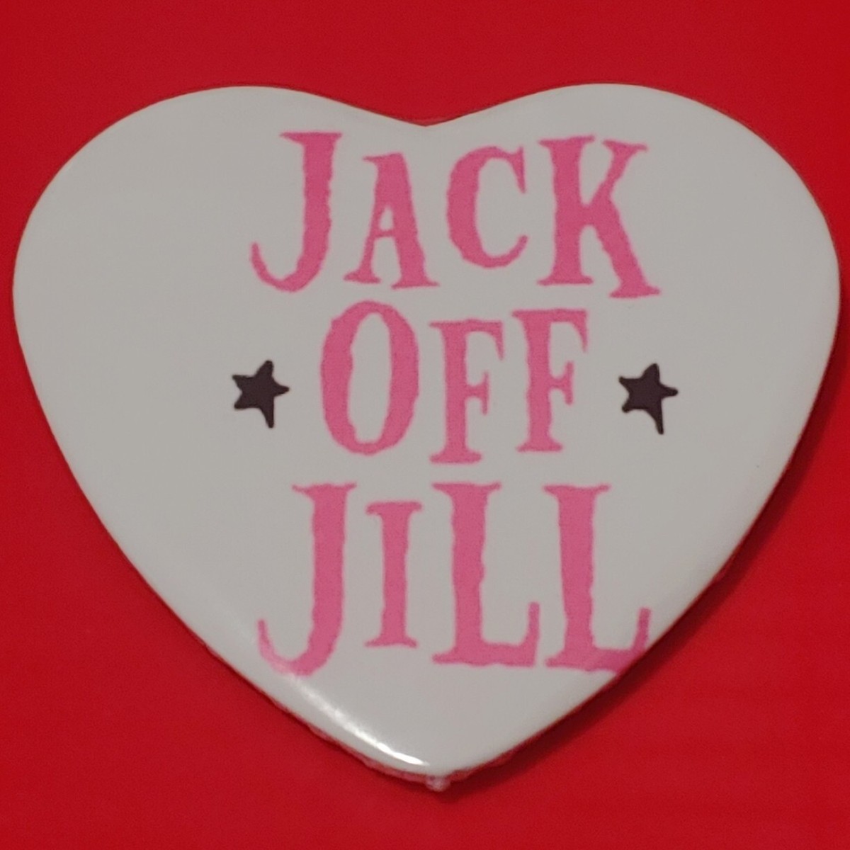 2 1/4 Inch Jack Off Jill Kinderwhore Grunge Heart Pinback Button