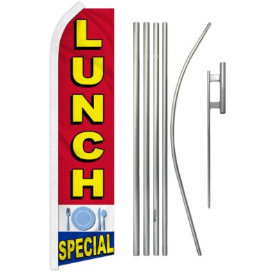 ''LUNCH SPECIAL'' Advertising Super Flag & Pole Kit food restaurant cafe