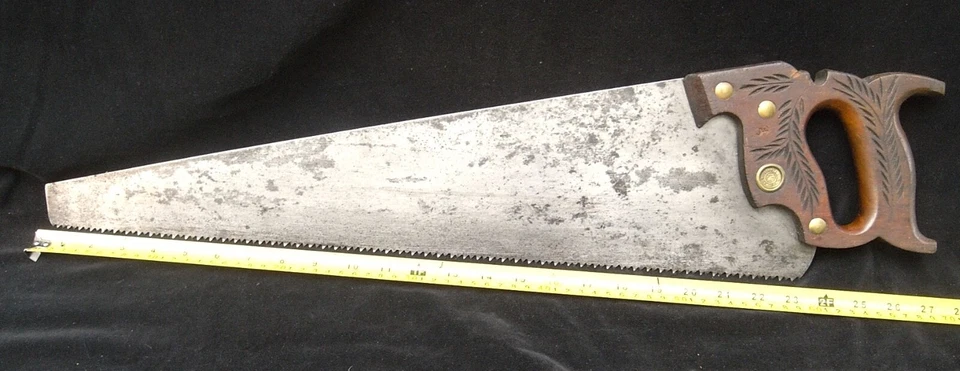 SIERRA TRANSVERSAL DISSTON D 23 (PRE 1928) ESPALDA RECTA 24" 6 tpi con MANGO DE MADERA DE MANZANA Foto 2 de 4