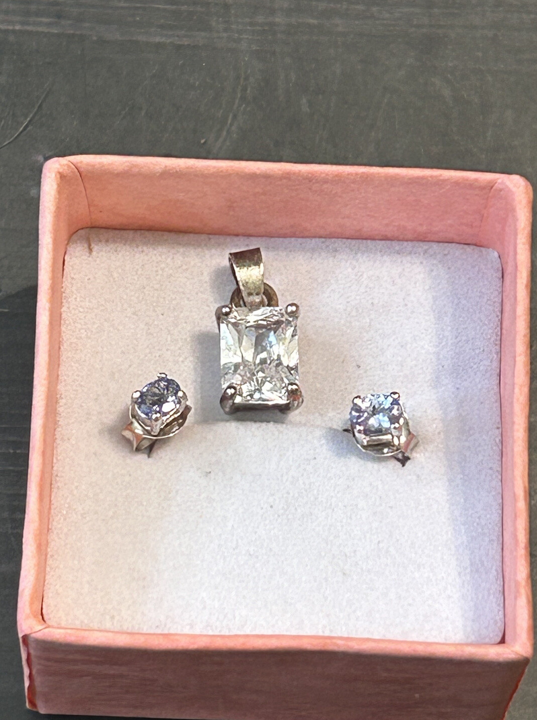 925 Solid Sterling Silver Rectangle Cubic Zirconi… - image 1