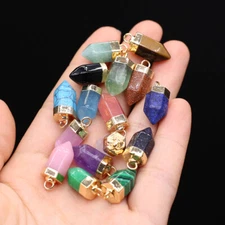 Mix 5Pcs Natural cut hexagonal pendant DIY jewelry necklace bracelet accessories
