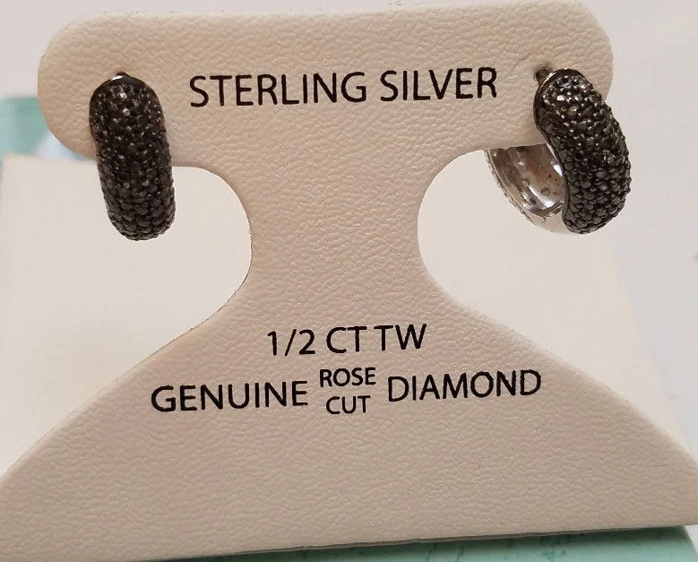 PENDIENTES ARO VICTORIA TOWNSEND Nuevos PLATA ESTERLINA 1/2 CT DIAMANTES BLANCOS Y NEGROS Foto 3 de 4