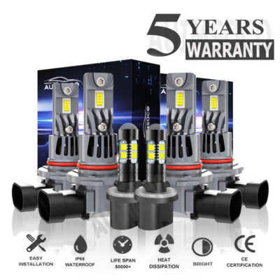 For GMC Sierra 2500HD 3500 2001-2002 Full Front LED Headlight Fog Light Bulb Kit