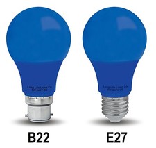 5W LED Coloured GLS A60 Light Bulb B22 or E27 RED BLUE GREEN YELLOW WHITE  