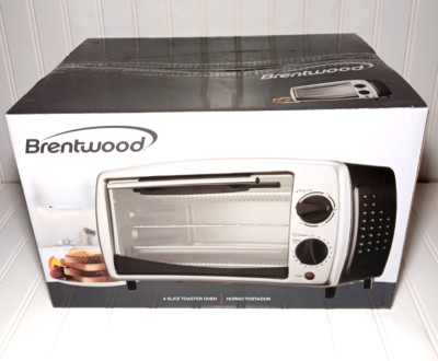 Brentwood 800 Watt 4-Slice Toaster Oven Broiler Model #TS-345B Black/Silver