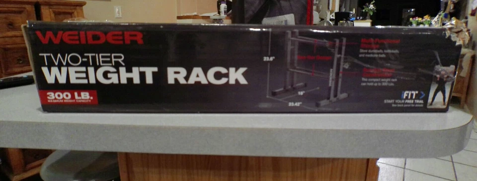 Weider WDBRK20 24" Two-Tier Weight Rack - Black.  NEW - Image 4 of 4