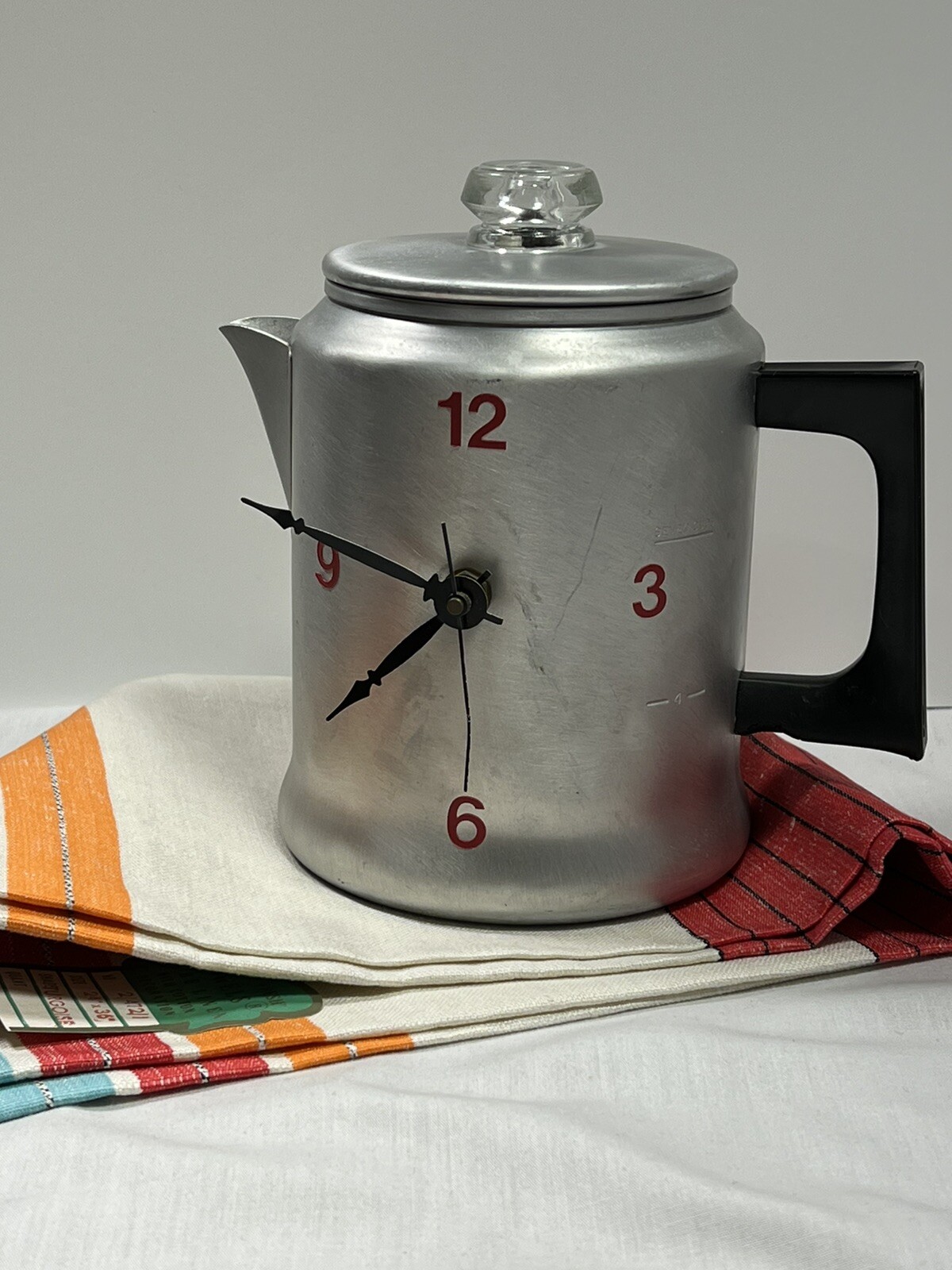 Vintage Kitschy Coffee Pot Clock BY Julie Zeelander Repurposed Retro