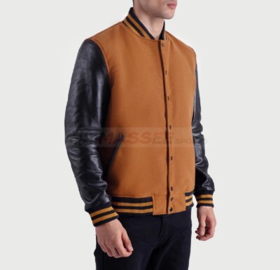 Varsity Letterman Wool & Real Cowhide Leather Sleeves High Quality Bomber Jacket