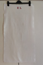 Vintage white Huckaback linen Towel/Kitchen Towel - Used