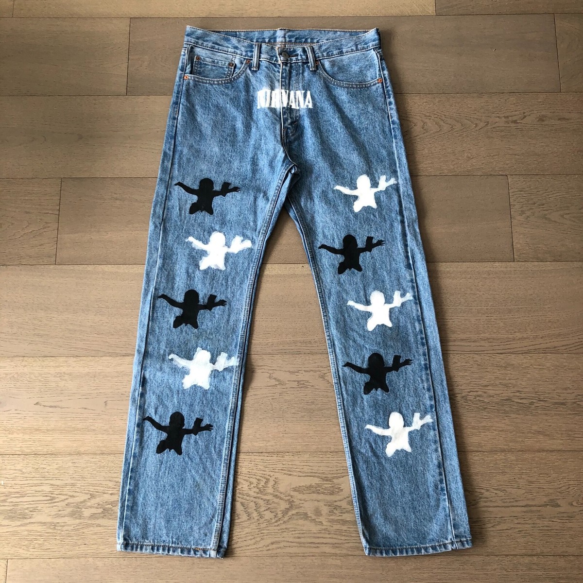 Nirvana Nevermind Merch Levis 505 Regular Fit Jeans Light
