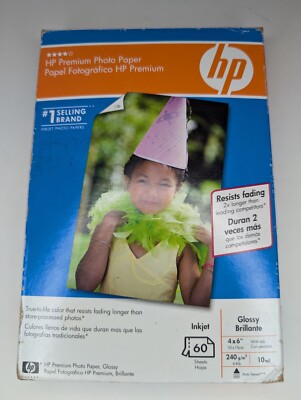 HP Premium Photo Paper for Inkjet Printers - 60 Sheets Glossy 4''x 6''  Q1989A 10m
