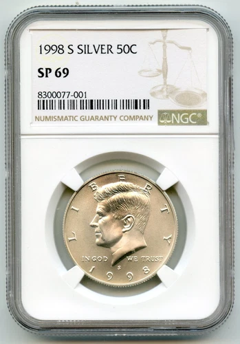 1998-S Kennedy Silver Half Dollar NGC SP69 Certified - San Francisco Mint - L593