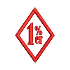 Raute 1% div Größen Outlaw Biker Rocker Patch Aufnäher Kutte -  1%er in weiß-rot