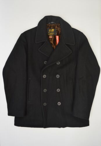 SUPREME x SCHOTT FUR LINED PEACOAT - BLACK - MEDIUM - VERY RARE - NWT - Picture 1 of 6