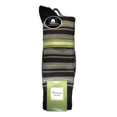 Vannucci Couture Mercerized Cotton Blend Black Horizontal Striped Dress Socks