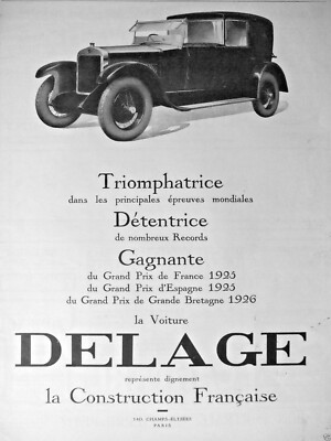 PUBLICITÉ DE PRESSE 1925 Automobiles Delage Carrosseries Letourneur Marchant EUR 5,00 - FR
