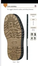 VIBRAM#1276 SIERRA USA REPLACEMENT RUBBER BOOT SHOE REPAIR SOLE COBBLER NEW SZ12