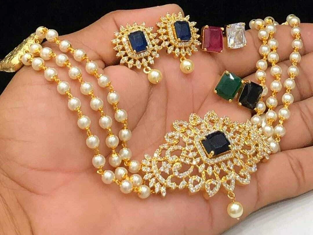 Fortære personlighed brænde Bollywood Style Gold Tone Kundan Choker Necklace Bridal Indian Pearl Jewelry  Set | eBay