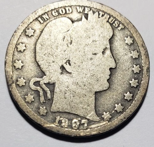 1907  Silver Barber Quarter