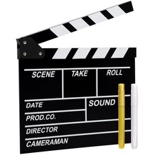 Movie Film Clap Board, 10.4 x 11.8 Inches Wooden Film Director Clapboard with...
