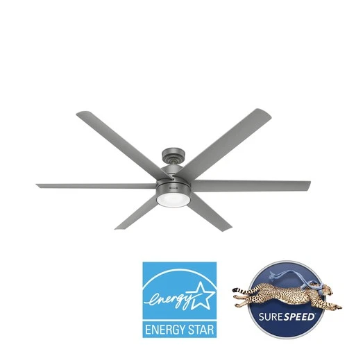 72" Hunter Solaria Silver Outdoor Rated Ceiling Fan with Wall Control - Picture 10 of 10
