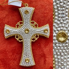 Beautiful new-with-tags Large Gold and Silver Hanging CROSS Ornament