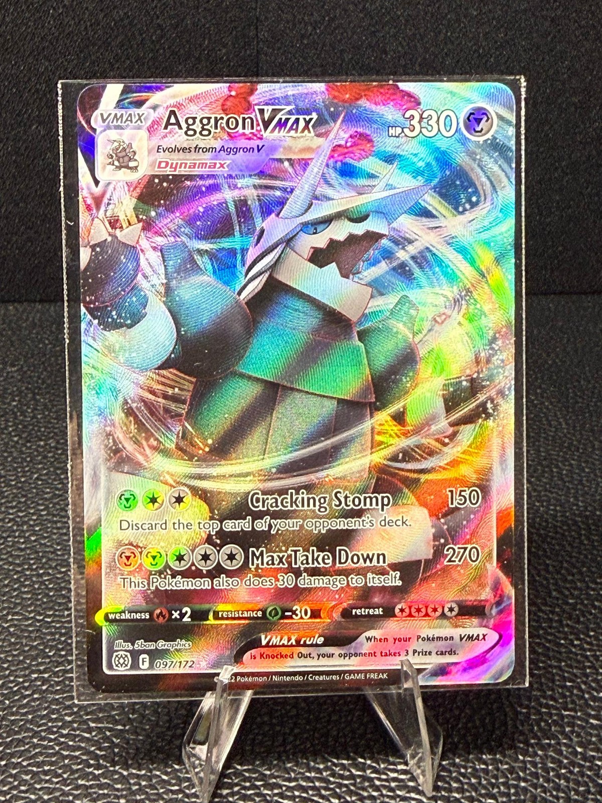 Aggron VMAX 097/172 Holo VMAX Rare Brilliant Stars Pokemon Near Mint