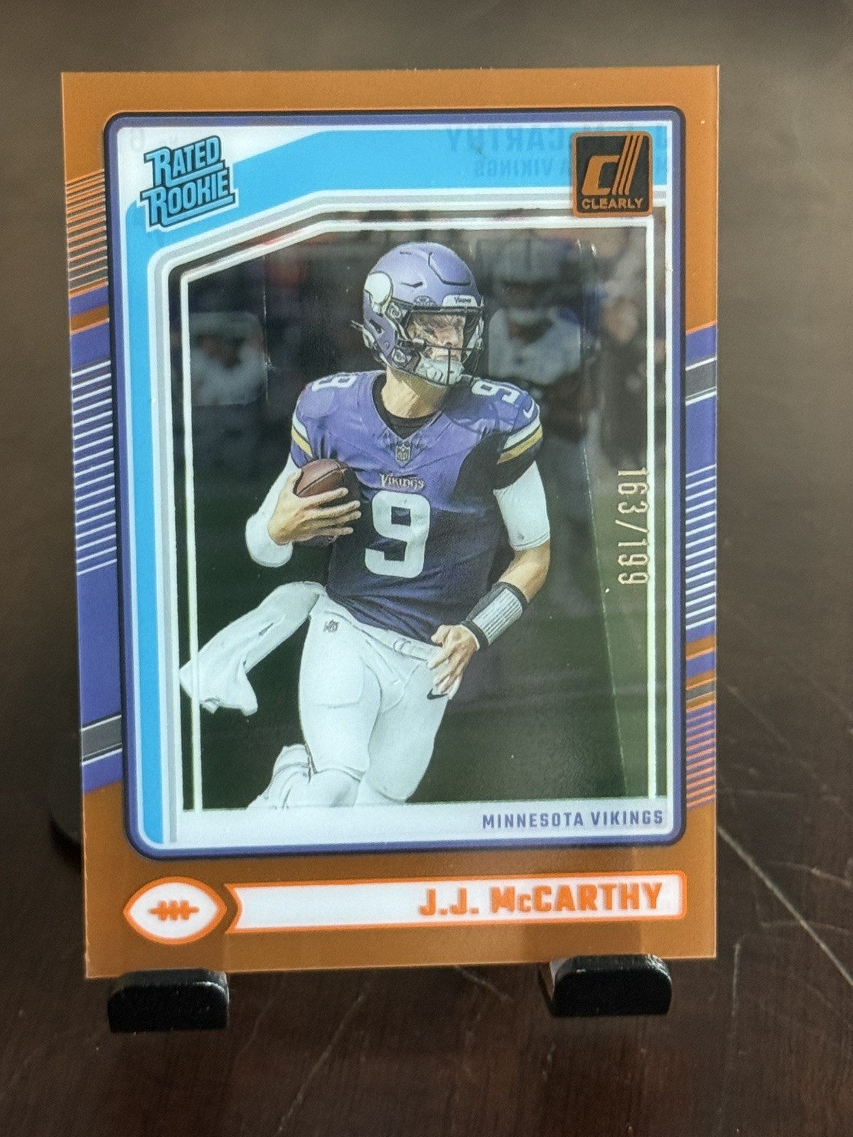 2024 Panini Clearly Donruss #61 J.J. McCarthy RATED ROOKIE ORANGE /199 Vikings!