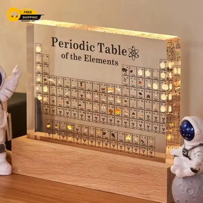 Acryl Periodensystem mit echten Elementen Mendelejew Wissenschaft Schreibtisch Deko
