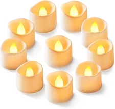 Homemory 24-Pack Flameless Pack of 24, Bright Amber Glow – White Body 