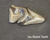 1 oz Shark Tooth 999+ Fine Silver Bullion Bar Yeager's Poured Silver - YPS