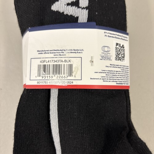 Fila Socks Mens Large 8-12 No Show 10 Pairs Black Assorted Aerated Mesh Wicking - Picture 3 of 3