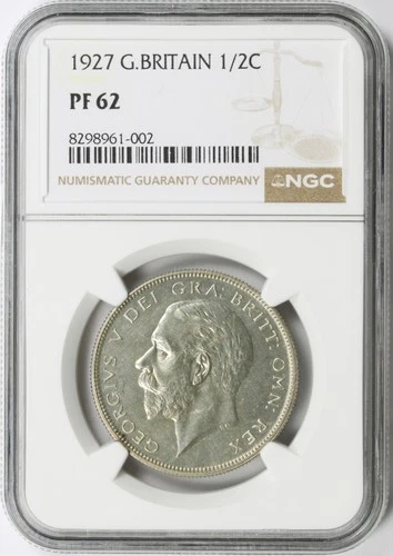 1927 Proof Great Britain 1/2 Crown NGC PF62